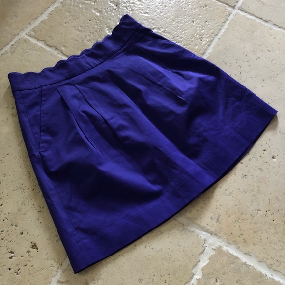 J. Crew Royal Blue Scalloped High Waisted Skirt - Picture 3 of 8